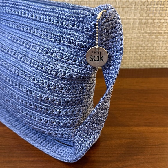 🌟HP🌟VTG 1990s-2000s The Sak Cornflower Blue Crochet Shoulder Bag - Picture 3 of 11